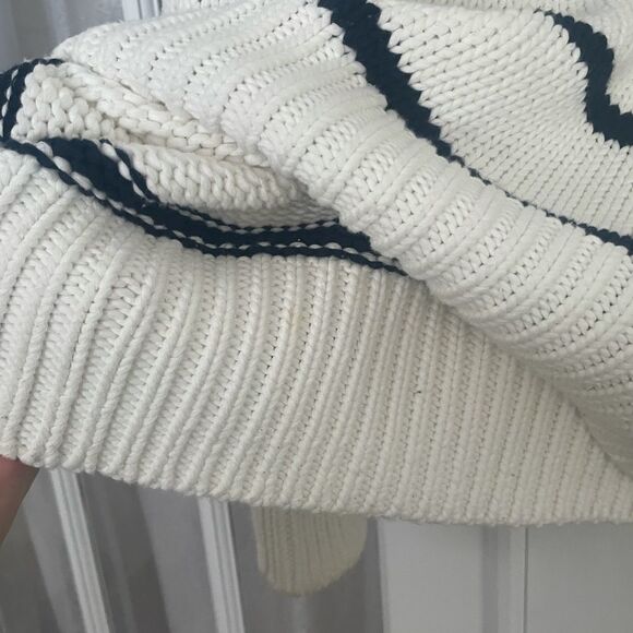 La Ligne Marina White and Navy Striped 100% Cotton Rollneck Sweater XS - Picture 5 of 9